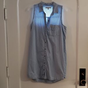 Blue and while stroppy dress